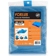 Lona de Polietileno Foxlux – Azul – 4M x 3M – 150 micras – Lona plástica com ilhós – Impermeável – Multiuso